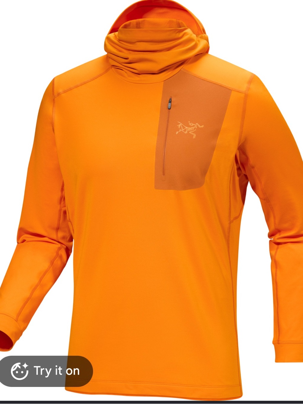Arc'teryx delta LT zip Neck Men’s Orange Hooded Performance Sweater